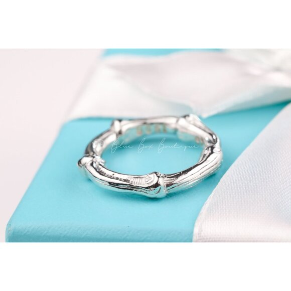 Tiffany & Co. Ring Vintage Bamboo Bone Band Pinky Ring Size 3.5 - Picture 7 of 8